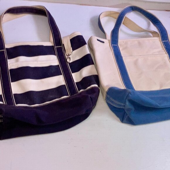 Lands End Canvas Open Top Tote Bags 14w x 12h Lot of 2 - Picture 1 of 13